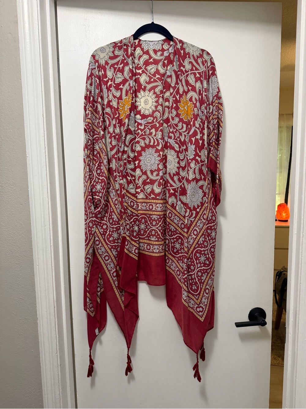 Bohemian Red Floral Throw Shawl - Unbranded
